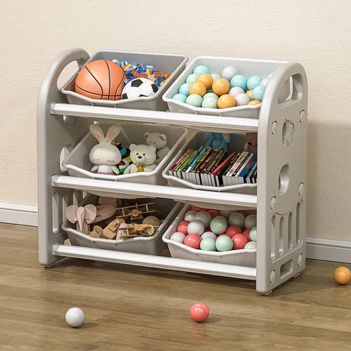 Miniatura 2 de Wohh - Organizador de almacenamiento de juguetes para niños, organizador de almacenamiento para libros y juguetes con 6 contenedores multiusos