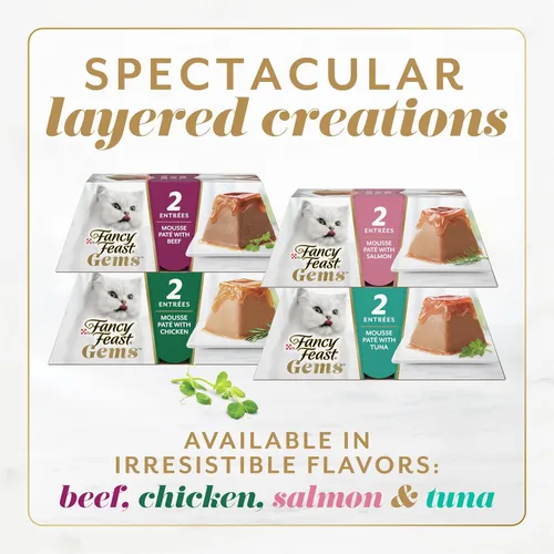 Miniatura 7 de Fancy Feast Gems Pate - Mousse de comida para gatos con atún y un halo de salsa sabrosa para gatos, paquete de 8, cajas de 4 onzas