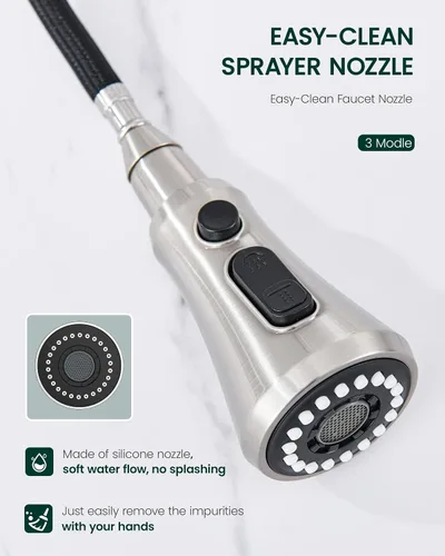 Miniatura 5 de Cabezal rociador desplegable para grifo de cocina, repuesto de cabezal de grifo de cocina con 15 adaptadores, boquilla rociadora de grifo de Níquel