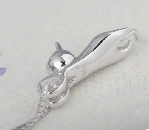 Miniatura 8 de S.Leaf, Collar colgante de gato en plata esterlina sólida 925 mate