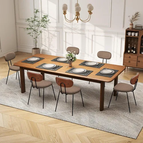 Miniatura 8 de LSSPAID Juego de 2 sillas de comedor tapizadas de tela de lino con respaldo de madera doblada de nogal, sillas de cocina modernas de mediados