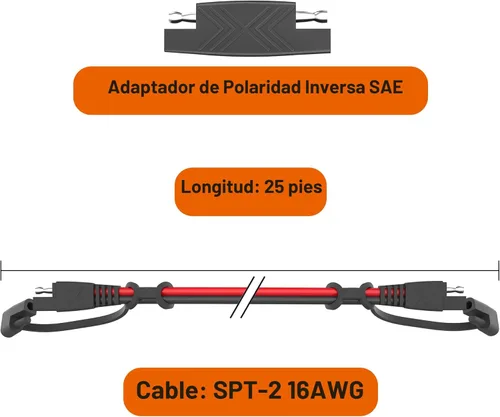 Miniatura 3 de OYMSAE Cable de extensión SAE de 25 pies, conector de desconexión rápida 16AWG para automóvil, panel solar, adaptador de carga (25 pies)