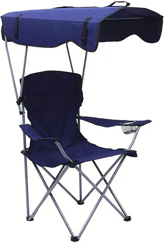 Miniatura 11 de Camping Chair with Canopy Foldable Oxford Fabric Portable Beach Fishing Sun Shade Black 50 * 50 * 90/120CM