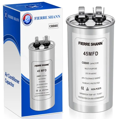 Miniatura 14 de Condensador de 5 uF/MFD para CA, 370 o 440 VCA CBB65 Condensadores redondos de funcionamiento dual para motor de CA, arranque de ventilador