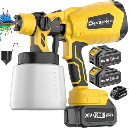 Miniatura 9 de Pulverizador de pintura inalámbrico de 4.0Ah con batería y cargador, pistola de pintura eléctrica de 800 W con 5 boquillas y 3 patrones