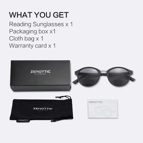 Miniatura 8 de ZENOTTIC Gafas de sol de lectura bifocales, redondas, clásicas, con protección UV, lentes de lectura al aire libre para hombres y mujeres