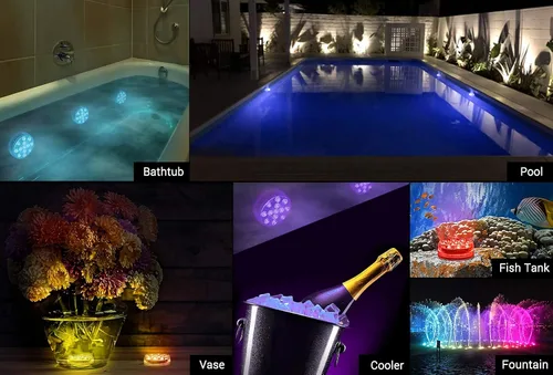 Miniatura 7 de LOFTEK Luces LED sumergibles con control remoto, 13 luces LED de piscina para piscina enterrada y elevada con imanes y ventosas, 16 luces