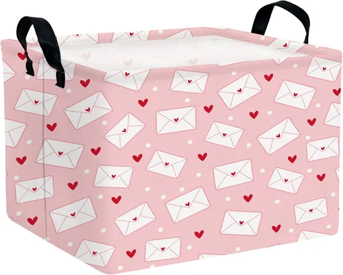 Miniatura 38 de Cesta de regalo de San Valentín, lindo corazón vacío, gran cesta de almacenamiento para decoración de habitación de niños y bebés (Amor de globo)