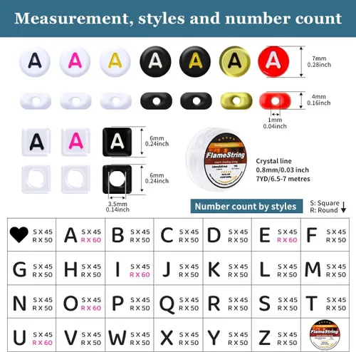 Miniatura 2 de Eppingwin 1400 cuentas de letras, cuentas acrílicas de 0.157 x 0.27 pulgadas, cuentas para hacer joyas, cuentas para hacer pulseras, cuentas