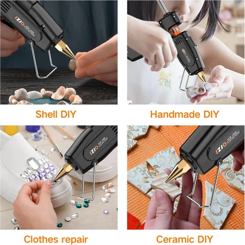 Miniatura 4 de Pistola de pegamento caliente IZIO con 21 barras de pegamento (7/16") y bolsa de almacenamiento - Calentamiento rápido de 100W (2-3 min), kit