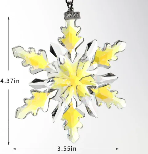Miniatura 2 de Adorno de Navidad 2024, adornos de copo de nieve de cristal, edición anual, adorno para árbol de Navidad, regalos para el hogar (2024-Colorido)