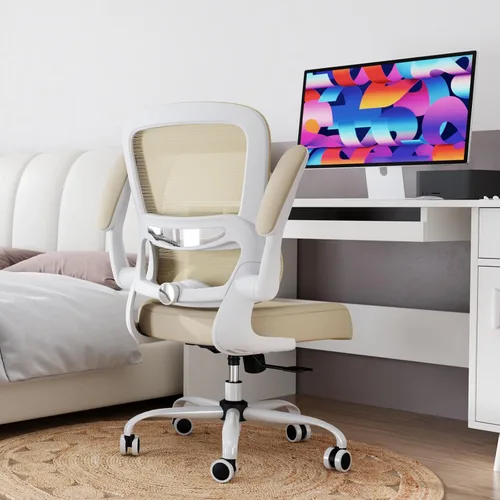 Miniatura 9 de TRALT Silla de Oficina Ergonómica para Escritorio, Sillas de Escritorio de Oficina de Malla para el Hogar con Capacidad de 330 LBS con Ruedas, Beige