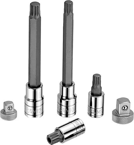 Miniatura 4 de XZN Juego de 16 llaves de vaso de triple cuadrado para brocas, cortas y extra largas (5.512 in), con adaptador de 1/4 pulgadas x 3/8 pulgadas y 3/8
