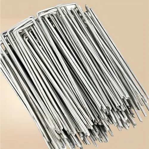 Miniatura 10 de Estacas galvanizadas de promoción para paisaje, resistentes, grapas de tierra para barrera de malezas, riego, cercas, lona, grapas de jardín