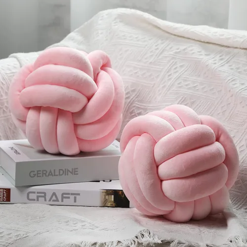Namalu 2 almohadas redondas de felpa con nudo, suaves y estéticas, para aliviar el estrés, lindas almohadas decorativas anudadas para la decoración