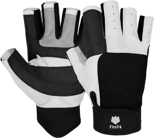 Miniatura 9 de FitsT4 Sports Guantes de vela de 3/4 dedos y agarre, ideales para vela, yate, remo, kayak, pesca, deportes acuáticos para hombres y mujeres Azul