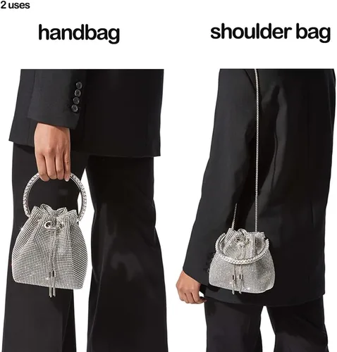 Miniatura 4 de Bolso de noche con diamantes brillantes para mujer, bolso de mano con diamantes de imitación para fiesta, baile de graduación, cóctel