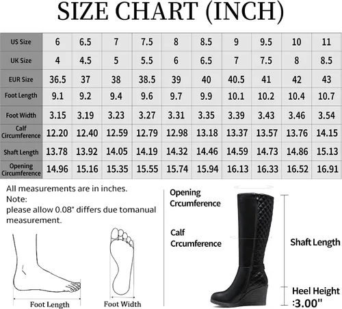 Miniatura 3 de Vepose Botas altas hasta la rodilla para mujer 9652 Botas de cuña con cremallera lateral