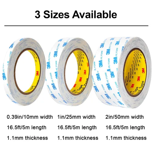Miniatura 2 de Cinta adhesiva de doble cara Hasaky de 0.39 pulgadas x 16.5 pies, cinta de montaje resistente, tiras de cinta de espuma PE removibles, cinta
