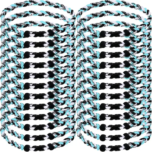 Miniatura 11 de Zeyune Collar de béisbol de 18 pulgadas para niños, tres cuerdas trenzadas, tornado, titanio, collar de cuerda de béisbol para hombre
