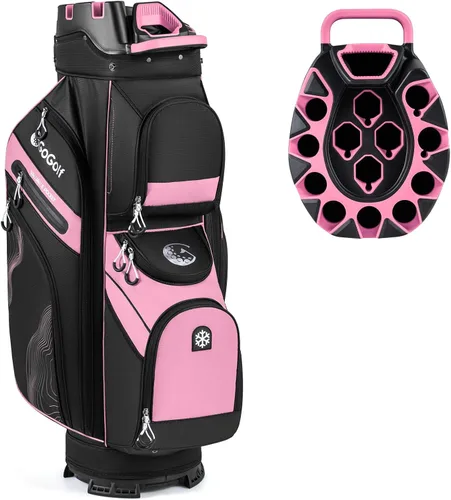 Miniatura 8 de Tangkula Bolsa de carrito de golf con divisores de longitud completa de 14 vías, 6 bolsas moldeadas con cierre superior de golf con 11 bolsillos