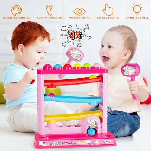 Miniatura 3 de OCHIDO Juguetes Montessori para niños de más de 3 años, juguetes de bola Pound A incluyen 2 martillos y 12 bolas, regalos para niñas a partir de 3