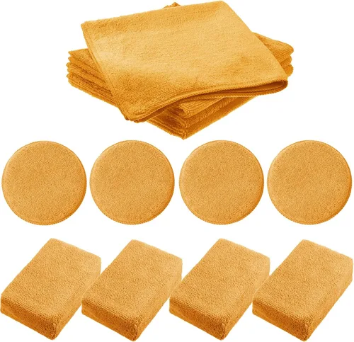 Miniatura 2 de Tallew Paquete de 12 almohadillas aplicadoras de microfibra para automóvil, incluye aplicador de microfibra de cera redonda, toalla de secado