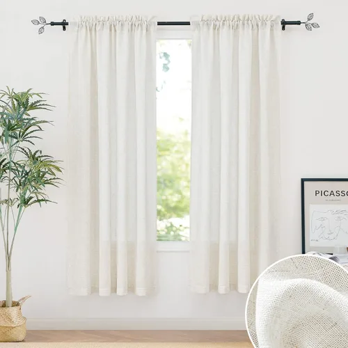 Miniatura 89 de RYB HOME Cortinas extralargas de 108 pulgadas de largo, transpirables con bolsillo para barra, cortinas traslúcidas blancas para sala de estar