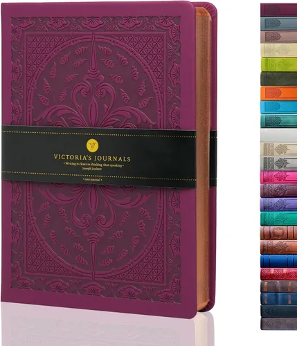 Miniatura 27 de VICTORIA'S JOURNALS Diario Vintage de Cuero Sintético con Tapa Dura Cuaderno Rayado Diario de Viaje de Aspecto Antiguo, Tamaño A5 5.7'' x 8.1'' Gris