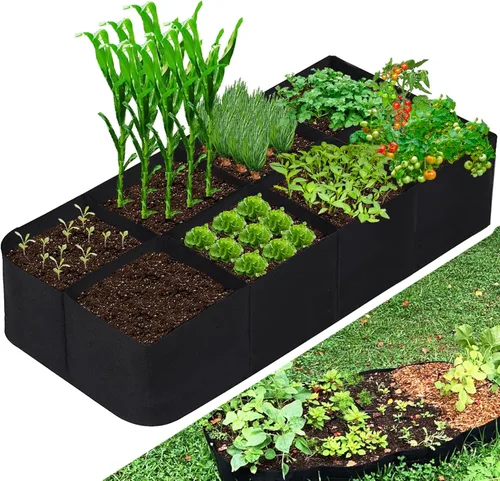 CJGQ Cama de jardín elevada de tela, bolsas de cultivo de plantas de 128 galones, 8 rejillas, 3 x 6 pies, macetas elevadas para cultivar verduras,