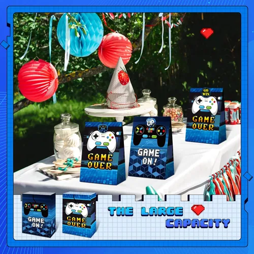 Miniatura 5 de Pajean 24 bolsas de regalo para videojuegos, suministros de fiesta de videojuegos, recuerdos de fiesta para jugadores, bolsas de golosinas con 30