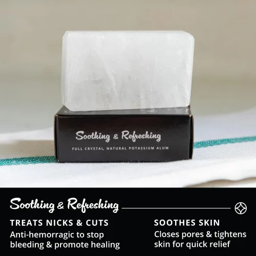 Miniatura 2 de ROYAL SHAVE Bloque de alumbre 100% natural para hombres, piedra calmante para después del afeitado, alivia las quemaduras de la maquinilla