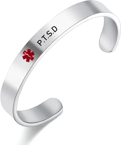 Miniatura 16 de LoEnMe Jewelry Pulseras de alerta médica personalizadas para hombres y mujeres, personalizable, grabado gratuito, acero inoxidable, pulsera