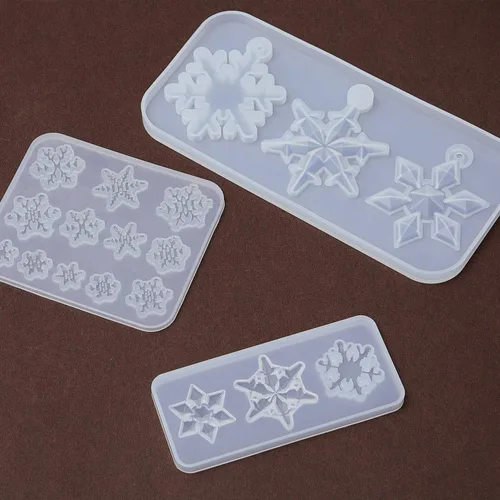 Miniatura 4 de Patelai 3 moldes de resina de copo de nieve de 17 tamaños variables, moldes de resina epoxi de silicona para fondant de invierno, velas