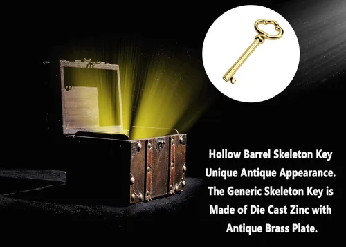 Miniatura 8 de KY-2AB y KY-3AB - Llaves de esqueleto de barril universales, acabado de latón antiguo, llaves de barril huecas para puertas de gabinete, cajones