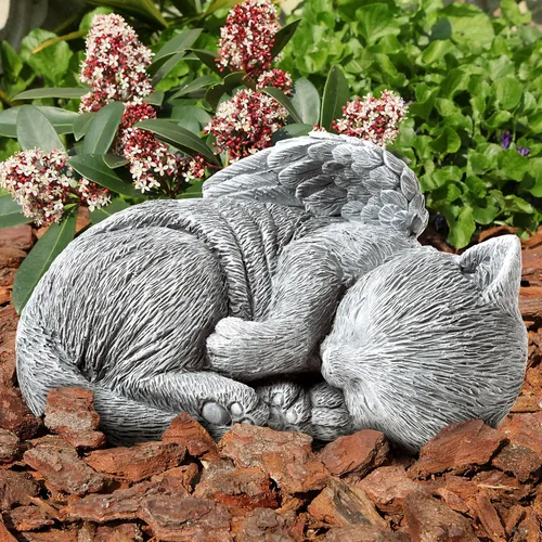 Miniatura 5 de Piedra Conmemorativa para Gatos - Ángel de Gatito Durmiendo en Paz, Estatua para Jardín, Recuerdo, Marcador de Tumba y Pérdida - Regalo de Simpatía