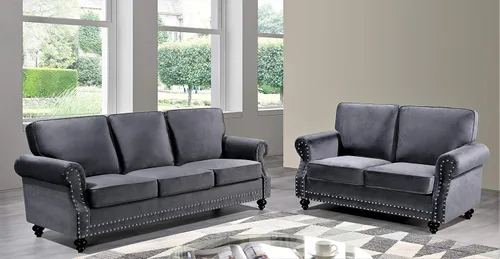 Miniatura 12 de Container Furniture Direct Lotus - Sofá biplaza tapizado de terciopelo moderno de mediados de siglo, con brazos enrollados, color beige