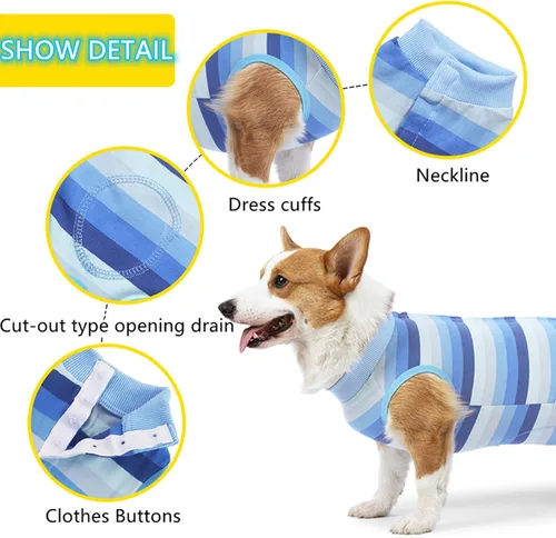 Miniatura 2 de Coppthinktu Traje de recuperación para perros, mameluco para cirugía, traje de recuperación de cirugía para perros pequeños y medianos, collar
