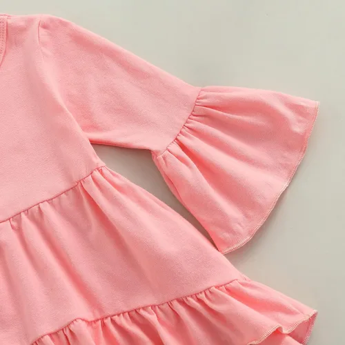 Miniatura 5 de Madjtlqy Conjunto de camiseta con estampado de cabeza de vaca de manga larga y corta para niñas pequeñas y pantalones acampanados