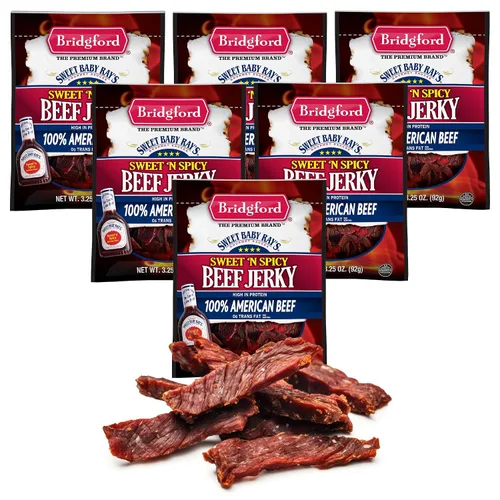 Miniatura 16 de Bridgford Sweet Baby Ray's Beef Jerky Honey BBQ de 3.25 onzas, paquete de 2 – Cecina alta en proteínas para impulso de energía del mediodía