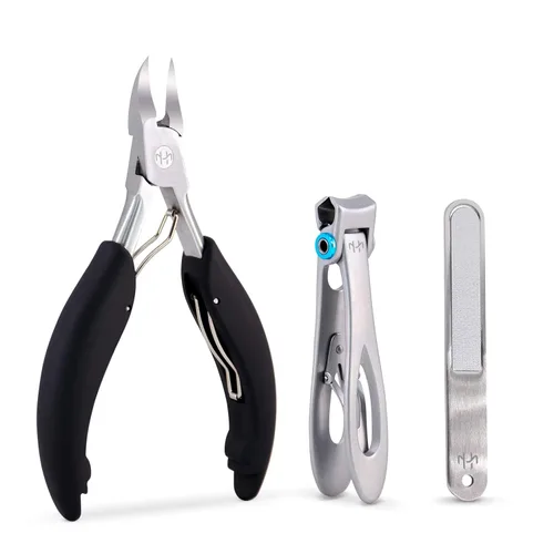 Juego de cortaúñas para uñas gruesas y duras, podólogo profesional, cortaúñas y lima de uñas para hombres y adultos, personas mayores, acero