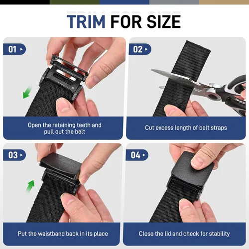 Miniatura 6 de UNGGJKB Cinturones tácticos de nailon para hombre, paquete de 5 cinturones casuales de lona militar para exteriores, cinturones sin metal