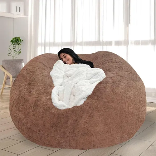 Miniatura 11 de Puf para adultos y niños sin relleno, sofá perezoso suave y redondo, funda de sofá de puf clásico, saco de amor para dormitorio, silla de lectura