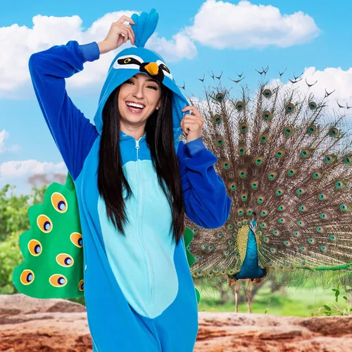 Miniatura 2 de FUNZIEZ! Pijama de pájaro una pieza Disfraz de loro adulto de felpa