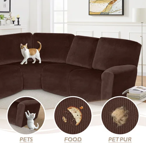 Miniatura 664 de Arfntevss Fundas de sofá seccional reclinable de terciopelo, Funda de sofá seccional de esquina para sofá reclinable, Funda elástica suave