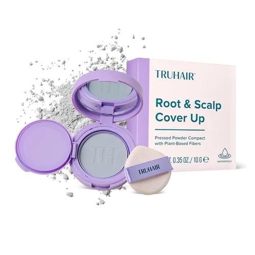Miniatura 11 de TRUHAIR Polvo prensado para cubrir raíces y cuero cabelludo, compacto, impermeable, cobertura ligera del cabello y encubrimiento de puntos calvos