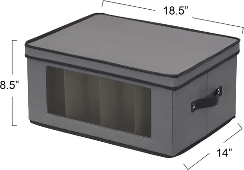 Miniatura 3 de Household Essentials Caja de almacenamiento para copas de vino tipo globo, estructura resistente y asas, panel con ventana, tapa completamente