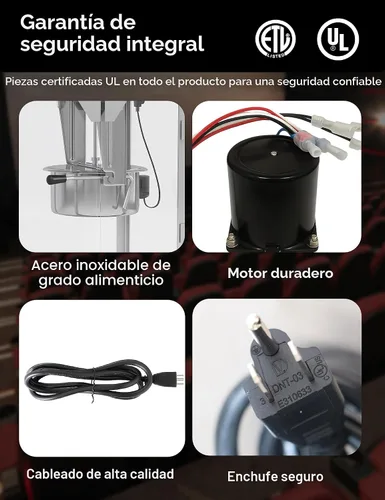 Miniatura 8 de Máquina de palomitas de maíz con carrito, máquina de palomitas retro de 12 onzas con plataforma de calentamiento, máquina de palomitas de maíz Negro