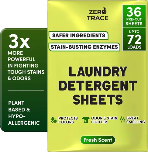 Miniatura 14 de Zero Trace Hojas de detergente para ropa totalmente natural, ecológicas, jabón de lavandería, detergente para ropa activa de viaje