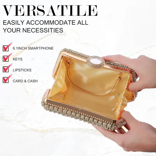 Miniatura 4 de Olixi Bolso de mano de cristal plateado para mujer, bolso de noche con purpurina para boda, cena, fiesta, baile de graduación, cóctel